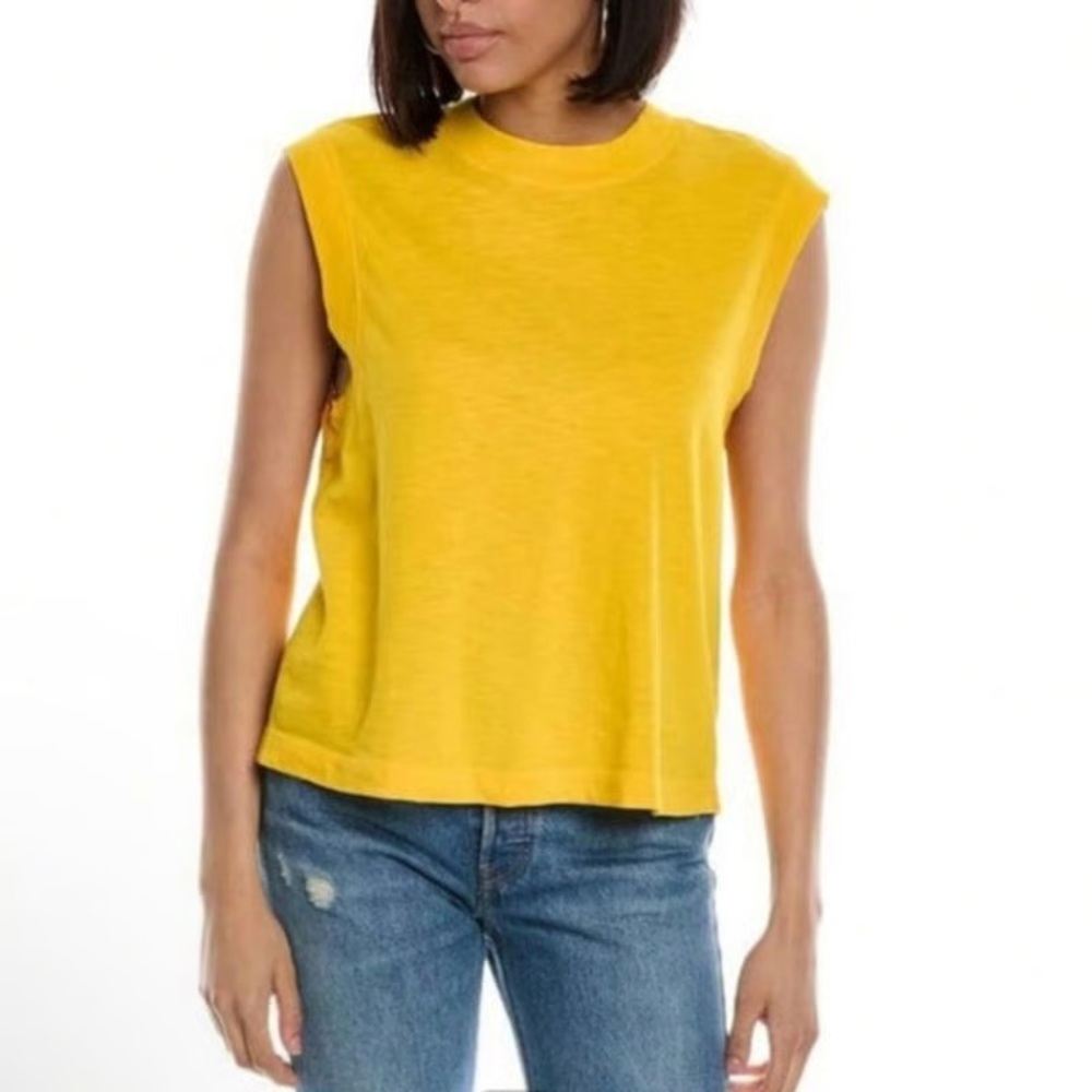 Platinum Bright Yellow Sleeveless Top | Lightweight Relaxed Fit Tee PTP 21